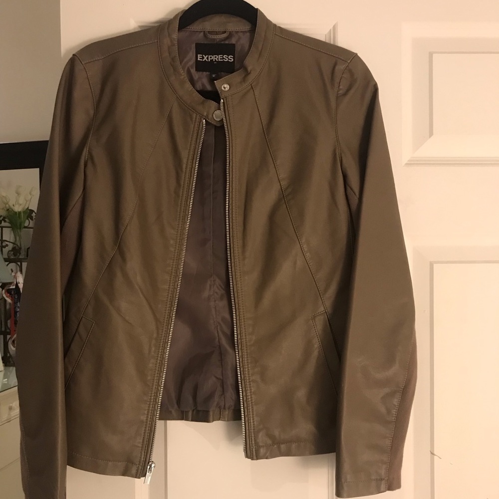 Express Brown Leather Jacket Size M